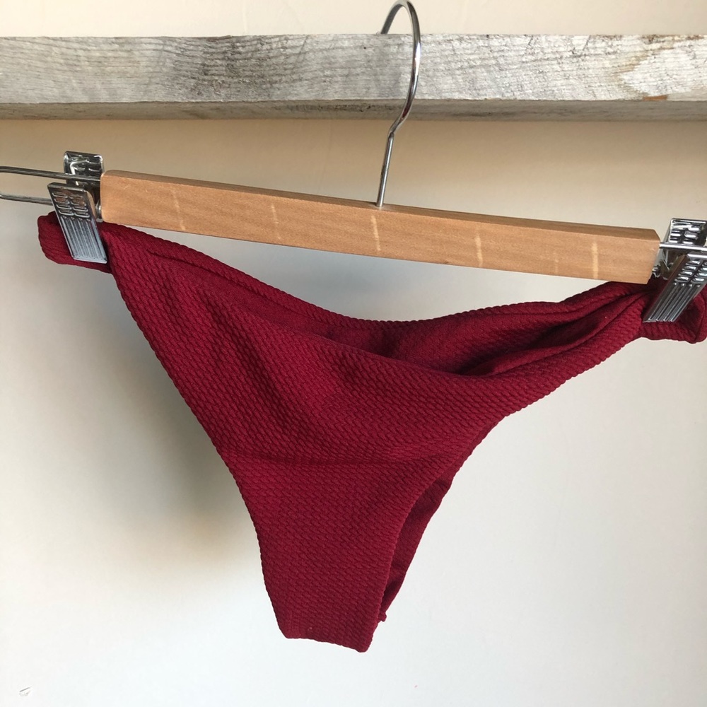 Maroon Textured Bikini Bottoms